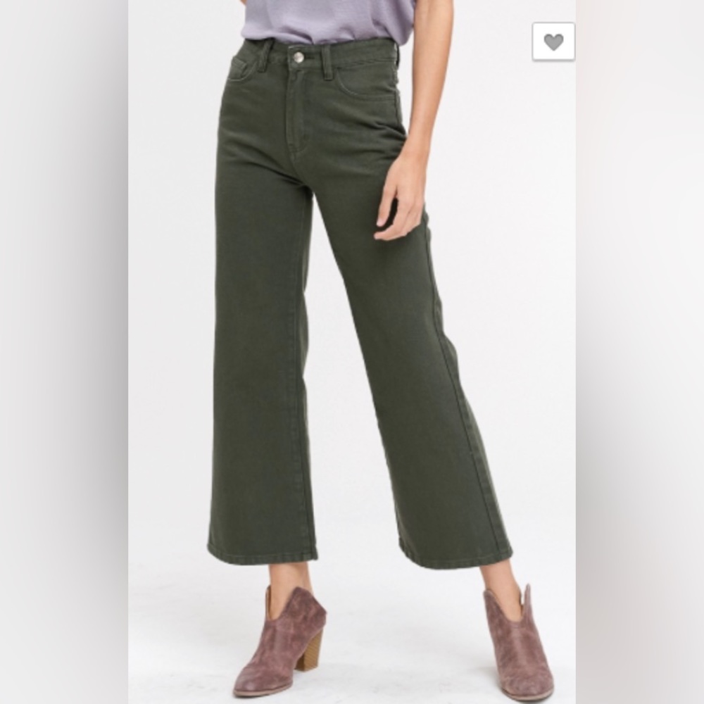 Listicle Olive Green Wide-Leg Pants